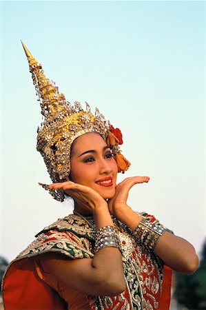 Portrait of Female Thai Dancer Outdoors, Bangkok, Thailand Stock Photo - Rights-Managed, Code: 700-00057676