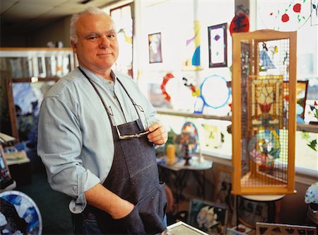 simsearch:700-06407782,k - Portrait of Mature Male Stained Glass Artisan in Workshop Stock Photo - Rights-Managed, Code: 700-00058849