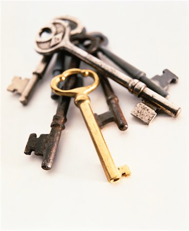 simsearch:700-00023730,k - Bunch of Skeleton Keys with Single Gold Key Stock Photo - Rights-Managed, Code: 700-00058923