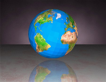 Geodesic Globe and Reflection on Marble Surface Atlantic Ocean Stock Photo - Rights-Managed, Code: 700-00059283