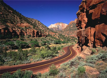 Highway 9 and Rock Formations Zion National Park Utah, USA Stock Photo - Rights-Managed, Code: 700-00050322