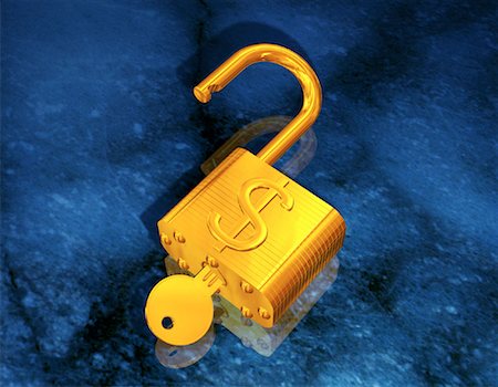 simsearch:700-00023730,k - Key in Padlock with Dollar Sign Stock Photo - Rights-Managed, Code: 700-00050889
