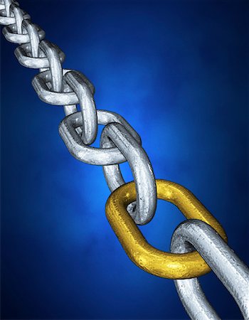 Close-Up of Chain with Single Golden Link Stock Photo - Rights-Managed, Code: 700-00052761