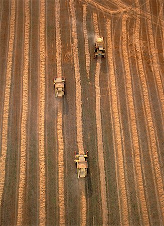 Aerial View of Combining Wheat Elie, Manitoba, Canada Stock Photo - Rights-Managed, Code: 700-00052805