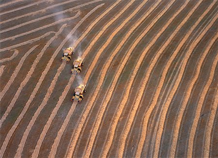 Aerial View of Combining Wheat Elie, Manitoba, Canada Stock Photo - Rights-Managed, Code: 700-00052807