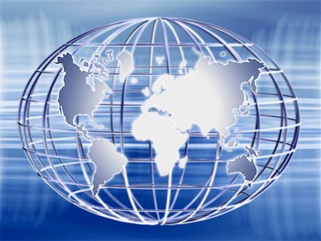 World Map and Wire Globe Stock Photo - Rights-Managed, Code: 700-00064302