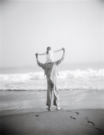 peter griffith - Back View of Father Holding Daughter on Shoulders on Beach Stock Photo - Rights-Managed, Code: 700-00064772