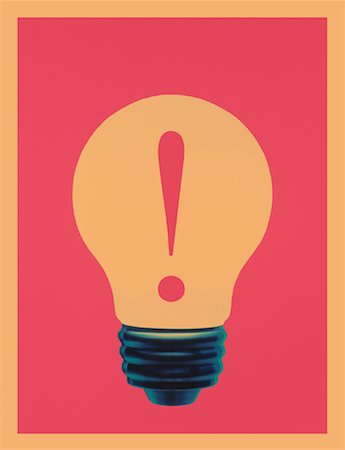 simsearch:700-00077410,k - Lightbulb and Exclamation Point Stock Photo - Rights-Managed, Code: 700-00065715