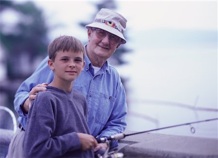 simsearch:700-00361698,k - Grandfather and Grandson Fishing Belgrade Lakes, ME, USA Stock Photo - Rights-Managed, Code: 700-00066258