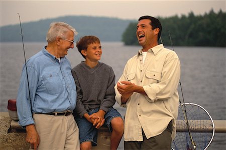simsearch:700-00361698,k - Grandfather, Father and Son on Bridge, Belgrade Lakes, ME, USA Stock Photo - Rights-Managed, Code: 700-00066378