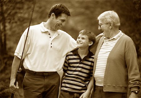 simsearch:700-00361698,k - Grandfather, Father and Son with Fishing Gear Outdoors Stock Photo - Rights-Managed, Code: 700-00068627