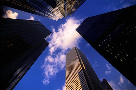 simsearch:700-00082181,k - Looking Up at Office Towers and Sky Stock Photo - Rights-Managed, Code: 700-00069879