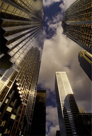 simsearch:700-00082181,k - Looking Up at Office Towers and Sky Stock Photo - Rights-Managed, Code: 700-00069880