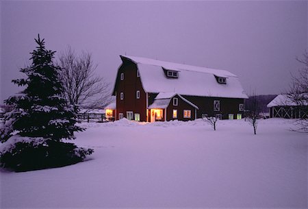 Farm in Winter at Dusk Vermont, USA Stock Photo - Rights-Managed, Code: 700-00060122