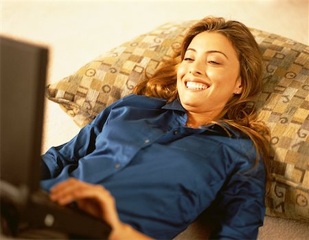 simsearch:700-00083403,k - Woman Lying Down, Using Laptop Computer Stock Photo - Rights-Managed, Code: 700-00060325