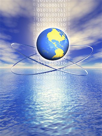 simsearch:700-00045838,k - Globe with Rings and Binary Code Hovering over Water North and South America Stock Photo - Rights-Managed, Code: 700-00061030