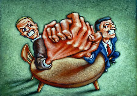 Illustration of Two Businessmen Arm Wrestling Stock Photo - Rights-Managed, Code: 700-00061952