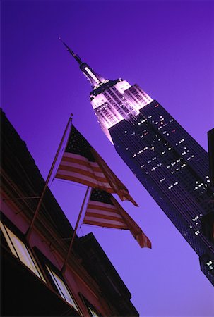 simsearch:700-00429489,k - American Flag and Empire State Building at Night, NY, NY, USA Stock Photo - Rights-Managed, Code: 700-00062388