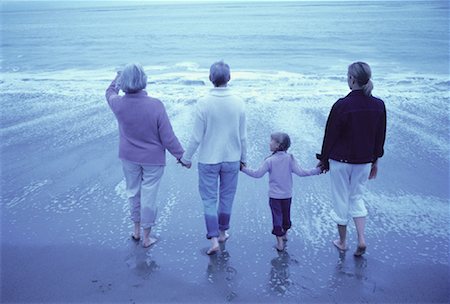 simsearch:700-00046927,k - Back View of Four Generations of Women Standing in Surf on Beach Stock Photo - Rights-Managed, Code: 700-00062719