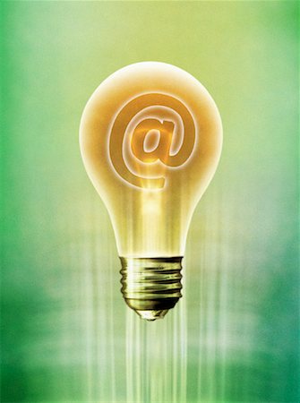 simsearch:700-00077410,k - Lightbulb and @ Symbol Stock Photo - Rights-Managed, Code: 700-00063163