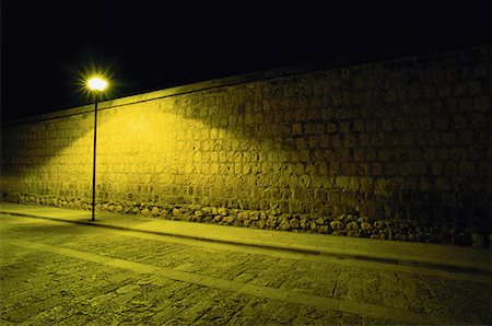 empty mexican street - Street Lamp and Cobblestone Road At Night Oaxaca, Mexico Stock Photo - Rights-Managed, Code: 700-00063463