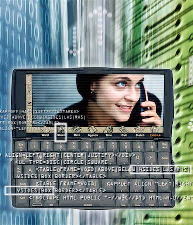 simsearch:700-00040444,k - Electronic Organizer with Woman Using Cell Phone on Screen Stock Photo - Rights-Managed, Code: 700-00075679