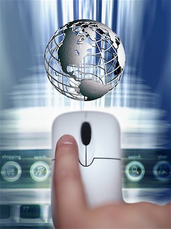 simsearch:700-00034300,k - Close-Up of Hand on Computer Mouse with Wire Globe North and South America Stock Photo - Rights-Managed, Code: 700-00075688