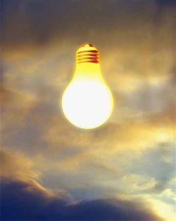 simsearch:700-00077410,k - Glowing Lightbulb in Stormy Sky Stock Photo - Rights-Managed, Code: 700-00076341