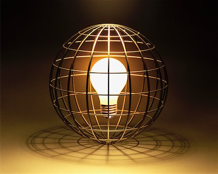 simsearch:700-00077410,k - Glowing Lightbulb in Wire Globe Stock Photo - Rights-Managed, Code: 700-00076342