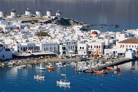 Paysage urbain et le port de Mykonos, Grèce Photographie de stock - Rights-Managed, Code: 700-00076573