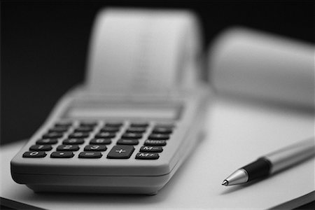 simsearch:700-00948651,k - Close-Up of Writing Pad, Pen and Adding Machine Stock Photo - Rights-Managed, Code: 700-00076982