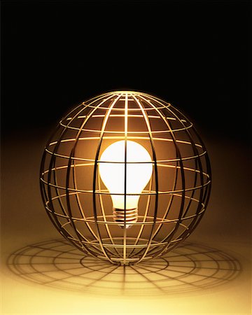 simsearch:700-00077410,k - Glowing Lightbulb in Wire Sphere Stock Photo - Rights-Managed, Code: 700-00077410