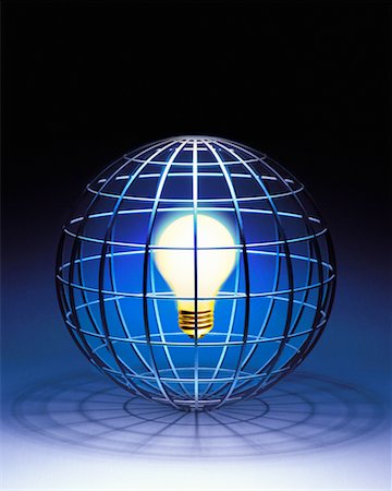 simsearch:700-00077410,k - Glowing Lightbulb in Wire Sphere Stock Photo - Rights-Managed, Code: 700-00077411