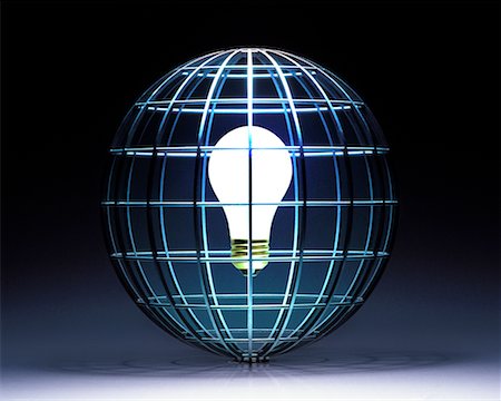 simsearch:700-00077410,k - Lightbulb in Wire Sphere Stock Photo - Rights-Managed, Code: 700-00077412