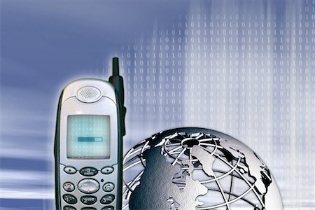 simsearch:700-00031893,k - Wire Globe, Cell Phone and Binary Code Stock Photo - Rights-Managed, Code: 700-00078202