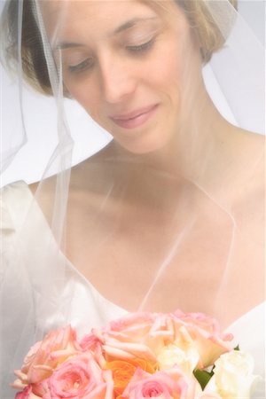 simsearch:700-00078450,k - Portrait of Bride Holding Bouquet Of Flowers Stock Photo - Rights-Managed, Code: 700-00078462