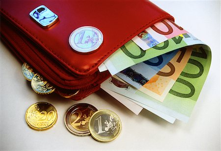 Close-Up of Wallet and European Currency Stock Photo - Rights-Managed, Code: 700-00078487