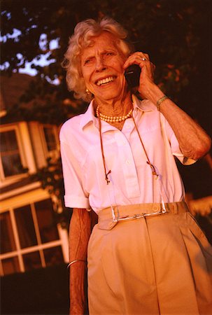 phone one person adult smile elderly - Mature Woman Using Cell Phone Outdoors Stock Photo - Rights-Managed, Code: 700-00078581