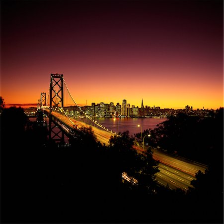 simsearch:700-00650042,k - Bay Bridge and Skyline at Dusk San Francisco, California, USA Stock Photo - Rights-Managed, Code: 700-00078665