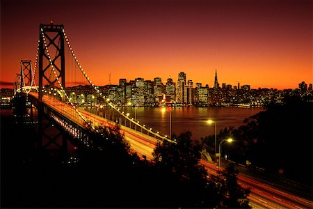 simsearch:862-08091471,k - Bay Bridge and Skyline at Dusk San Francisco, California, USA Stock Photo - Rights-Managed, Code: 700-00078666