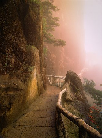 Walkway and Fog Huangshan Mountains Anhui Province, China Stock Photo - Rights-Managed, Code: 700-00079869