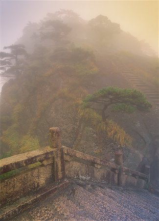 Stairway and Bridge in Fog Huangshan Mountains Anhui Province, China Stock Photo - Rights-Managed, Code: 700-00079890