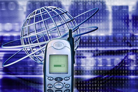 simsearch:700-00031893,k - Wire Globe with Rings, Binary Code and Cell Phone Stock Photo - Rights-Managed, Code: 700-00079982