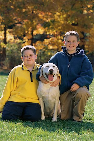 simsearch:700-00071488,k - Portrait of Two Boys in Field With Dog in Autumn Stock Photo - Rights-Managed, Code: 700-00071492