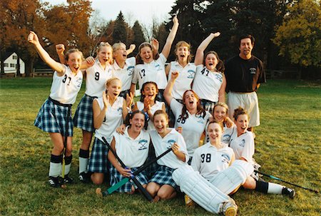 Group Portrait of Girls Field Hockey Team with Coach Stock Photo - Rights-Managed, Code: 700-00071663