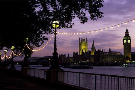 st stephens tower - Trees and Walkway near Thames River and Houses of Parliament At Dusk London, England Stock Photo - Rights-Managed, Code: 700-00072131