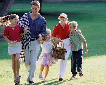 simsearch:700-00073572,k - Family Walking through Field with Picnic Basket and Blanket Stock Photo - Rights-Managed, Code: 700-00073560