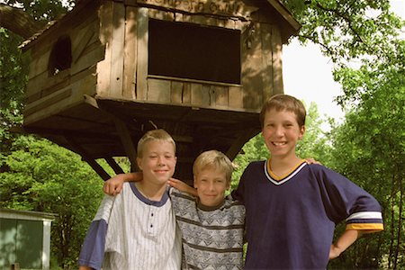 Portrait of Boys in Front of Tree House Stock Photo - Rights-Managed, Code: 700-00089514