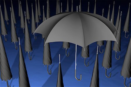 simsearch:700-00015318,k - Parapluie ouvert unique entourée de parasols fermés Photographie de stock - Rights-Managed, Code: 700-00080727