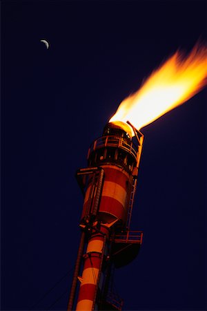 Burn Off at Petrobras Gas and Oil Refinery at Night Near Rio de Janeiro, Brazil Stock Photo - Rights-Managed, Code: 700-00082585